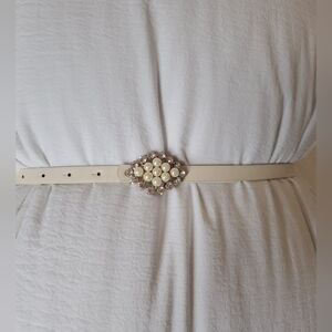 Cream Belt with Pearl And Rhinestone Embellishment